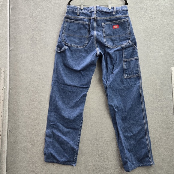 VINTAGE Dickies Men Jeans 34X34 Blue Denim Carpenter Gorpcore Logo 31" Y2K - Picture 9 of 11